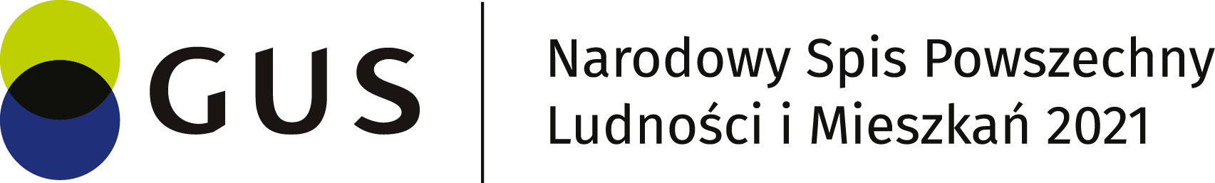 logo Głownego Urzędu Satystycznego oraz napis Narodowy Spis powszechny Ludności i Mieszkań 2021