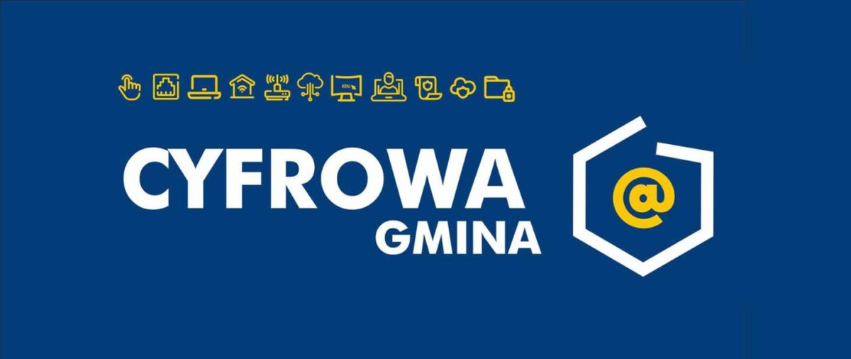 niebieskie tło z dużym napisem cyfrowa gmina