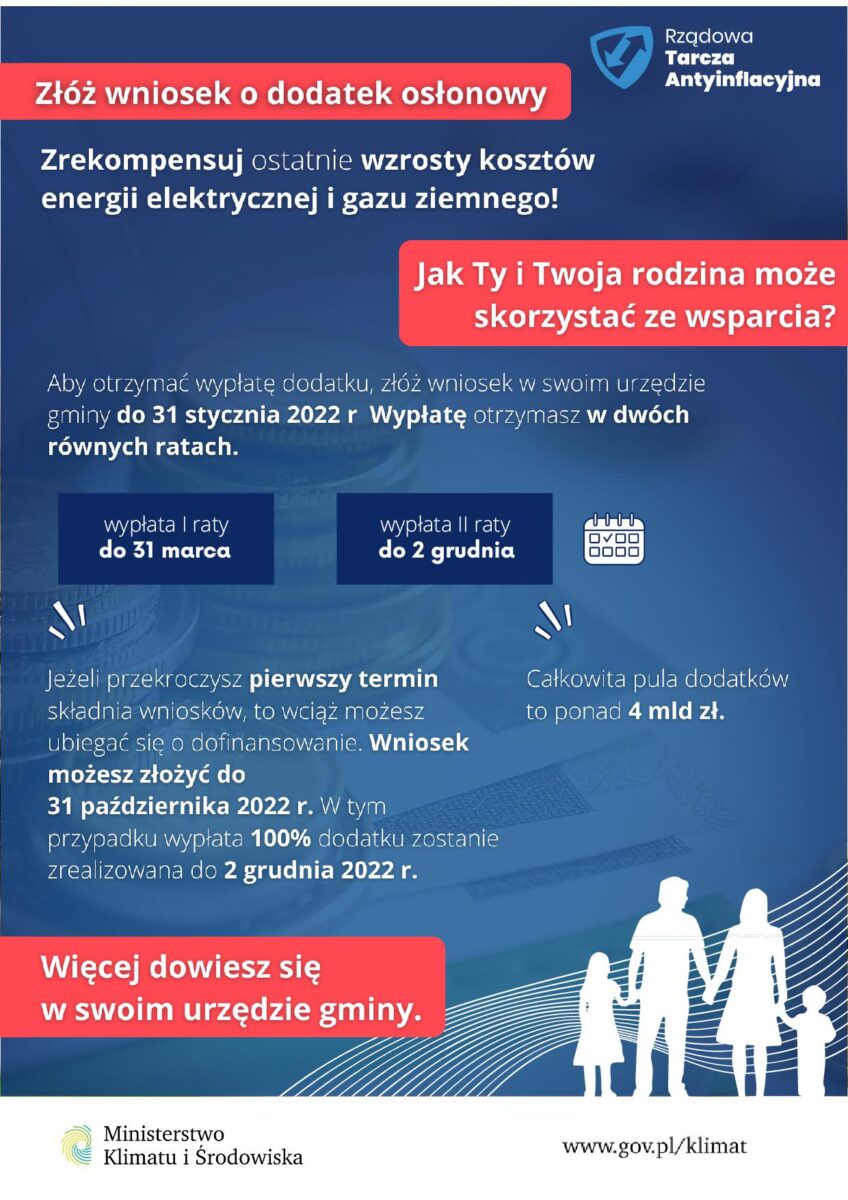 Ulotka dotycząca dodatku osłonowego ca lośc na czerwono niebieskim tle