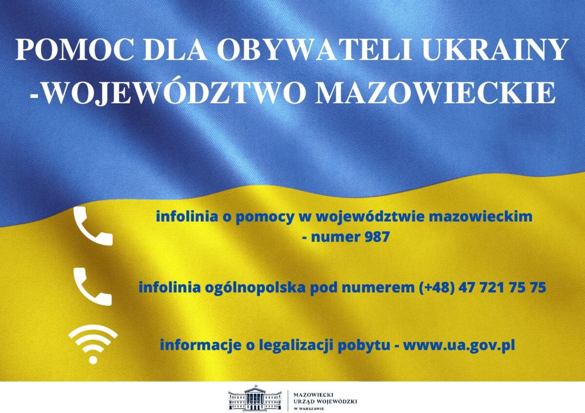 flga ukrainy w kolorze żółtym i nienieskim wewnątrz tekst o sposobach pomocy uchodźcom