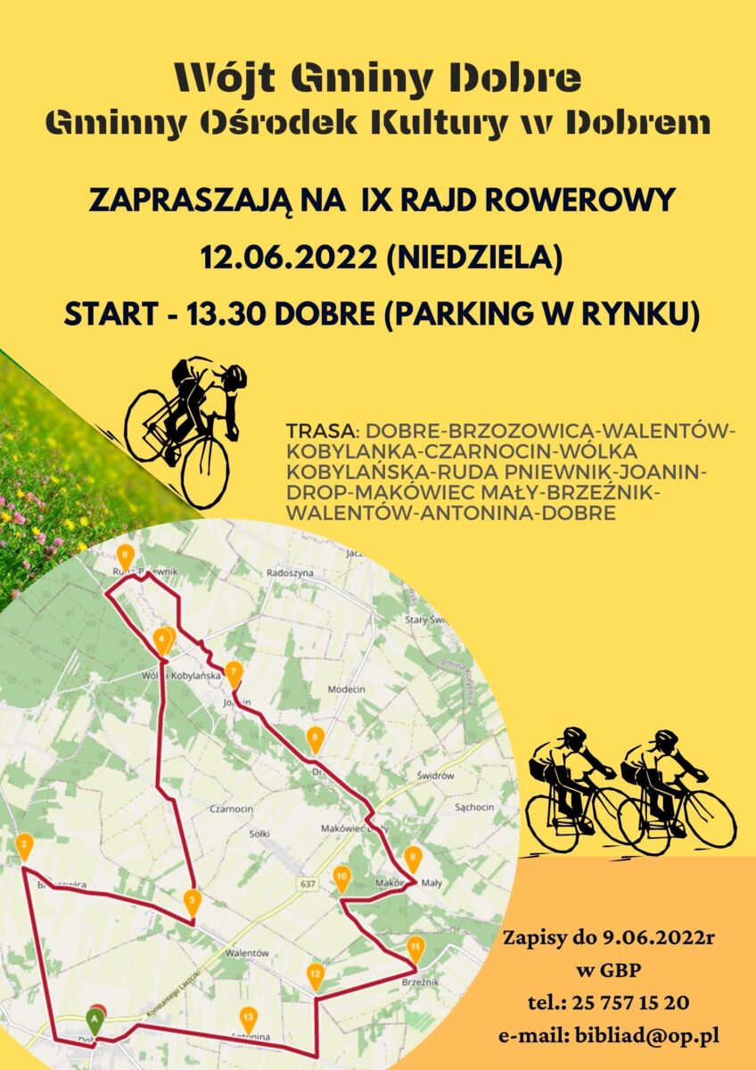 Plakat z trasą rajdu wyrysowaną na mapie