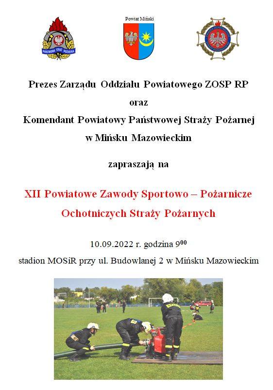 Plakat ze zdjęciem strażaków i opisem wydarzenia