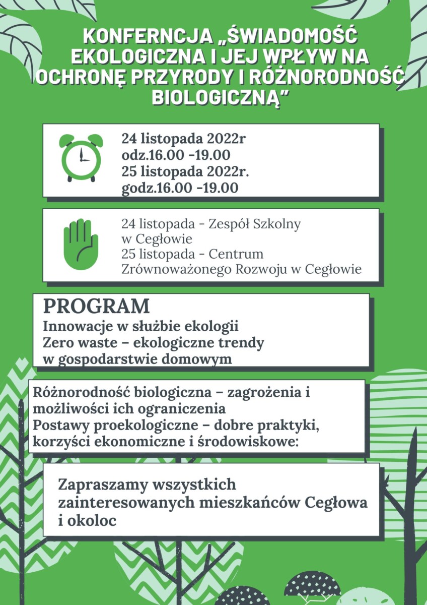 Napis konferencja na zielonym tle