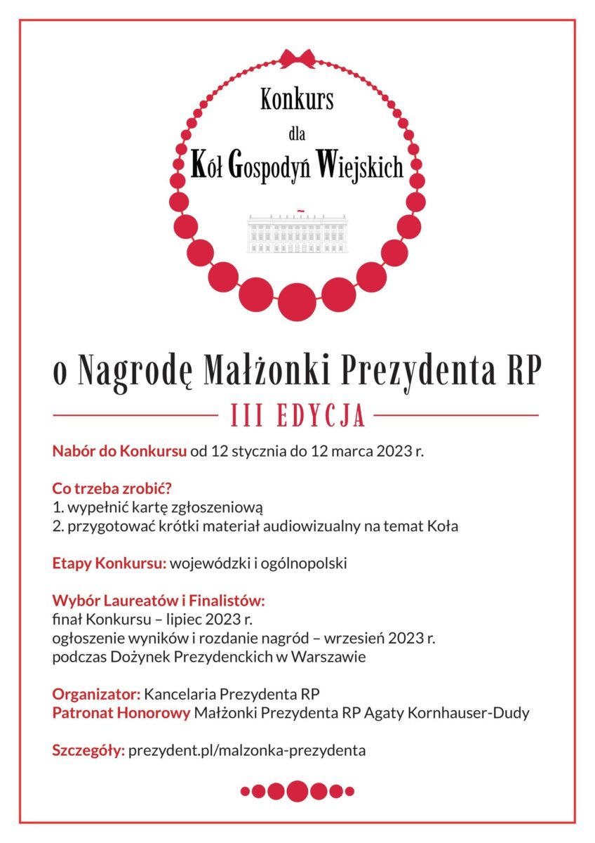 Czerwone korale, w tle pałac prezydencki
