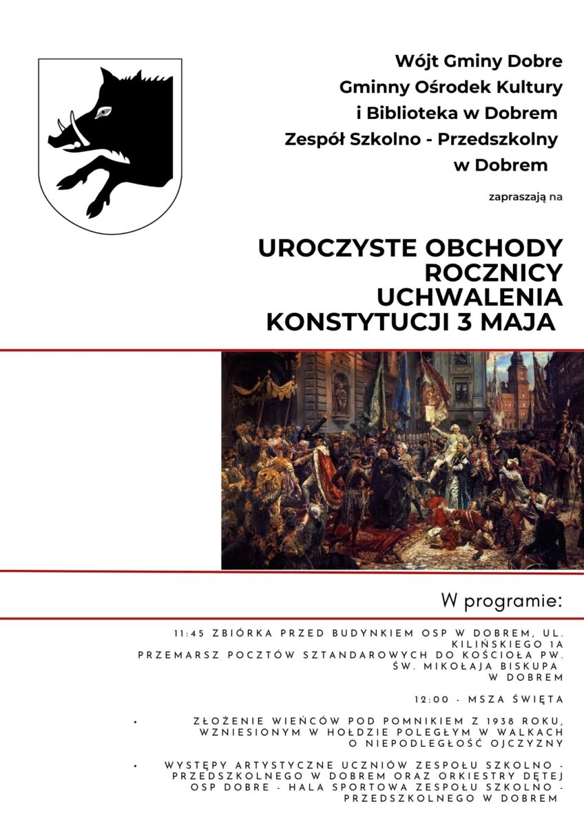 Czerwony napis Konstytucja 3 Maja
