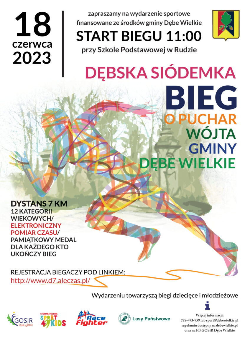 Plakat z napisem DĘBSKA SIÓDEMKA