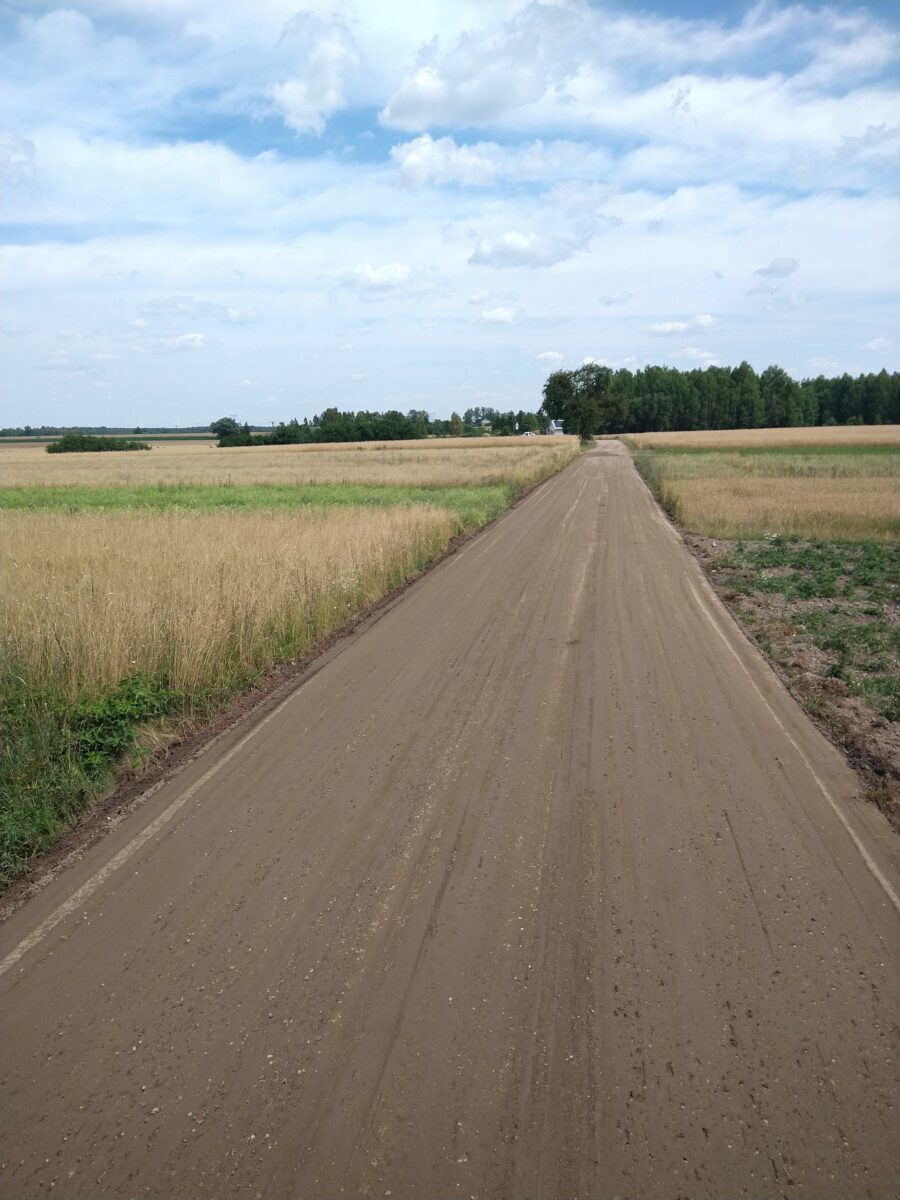 droga, ciagnik pole niebo